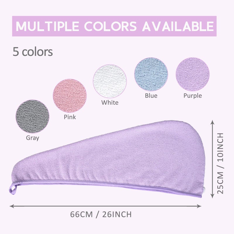 YoulerTex Microfiber Hair Towels Wrap Women: 5 Packs Hair Turban Towel Set Curly Hair Products for Hair Care - Hair Drying Towel for Hair Dryer Shower Cap & Hair Accessories for Woman - Image 2